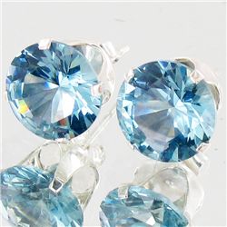 10twc Blue Lab Diamond Wh Gold Vermeil/925 Stud Earrings (JEW-4004)