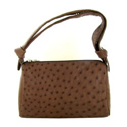 Ladies Brown Ostrich Hide Skin Handbag  (ACT-347)