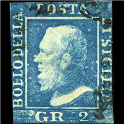 1859 Sicily 2gr Stamp Ultramarine (STM-0896)