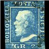 Image 1 : 1859 Sicily 2gr Stamp Ultramarine (STM-0896)
