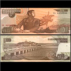 1992 N Korea 10 Won Note Crisp Unc (CUR-06734)