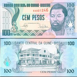 1990 Guinea-Bissau 100 Peso Note Crisp Unc (CUR-07089)