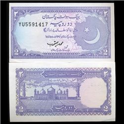 1985 Pakistan Scarce 2 Rupee Crisp Unc Note (CUR-05637)