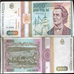 1991 Romania 1000 Lei Better Grade Note (CUR-06334)