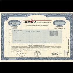 1990s Peak Tech Stock Certificate Scarce (COI-3417)