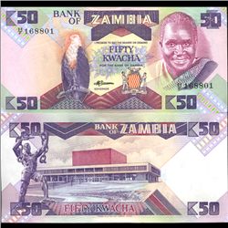 1986 Zambia 50k Parrot Note Crisp Unc SCARCE (COI-3714)