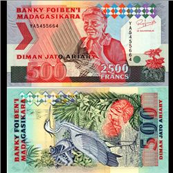 1993 Madagascar 2500 Franc Note Crisp Unc (CUR-07099)