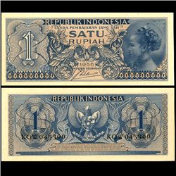 1956 Indonesia 1 Rupiah Note Crisp Unc (CUR-06755)