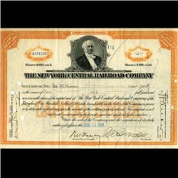 1928 NY Central Railroad Stock Certificate pre-Depression (CUR-06633)