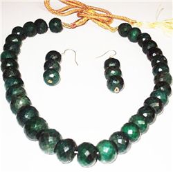 545ct Genuine Emerald Beads Necklace Earrings  (JEW-3816)