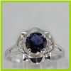 Image 1 : Genuine 1.02 ctw Iolite & Diamond Ring 14KT White Gold