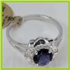 Image 2 : Genuine 1.02 ctw Iolite & Diamond Ring 14KT White Gold
