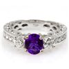 Image 1 : Genuine Amethyst 1.99 ctw & Diamond Ring 14KTGold 6.75