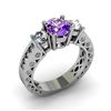 Image 2 : Genuine Amethyst 1.99 ctw & Diamond Ring 14KTGold 6.75