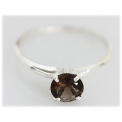 Natural 0.68 ctw Smokey Topaz 6x6 Ring .925 Sterling