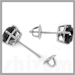 Genuine 1.50 ctw Black Diamond Stud Earrings 14kt
