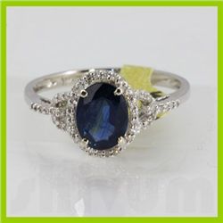 Genuine 1.50 ctw Sapphire & Diamond Ring 14K White Gold