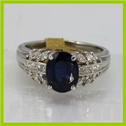 Genuine 2.73 ctw Sapphire Diamond Ring 14KT White Gold