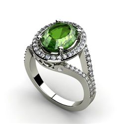 Tourmaline 3.48 ctw & Diamond Ring 14kt W/Y Gold