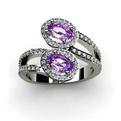 Amethyst 1.23 ctw & Diamond Ring 18kt W/Y Gold