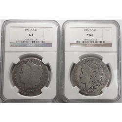 1902S  NGC08 and 1903S NGC04  Morgan $