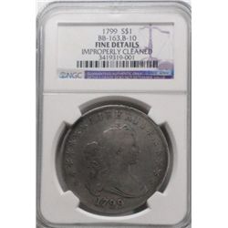 1799 BUST DOLLAR NGC FINE, OLD LIGHT CLEANING