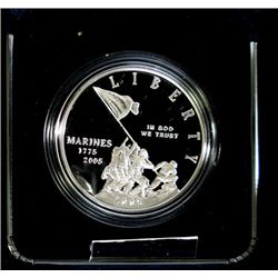 2005 MARINE CORPS ANNIVERSARY PROOF  COMMEMORATIVE SILVER DOLLAR, ORIGINAL PACKA