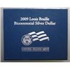 Image 1 : 2009 LOUIS BRAILLE BICENTENNIAL COMMEMORATIVE 2009 LOUIS BRAILLE . SILVER DOLLAR