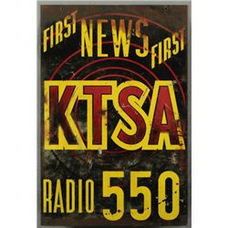 Early KTSA AM Radio D/S Steel Sign San Antonio, TX