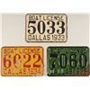 Image 1 : 3 Dallas Texas Boat License Plates 1933-1935