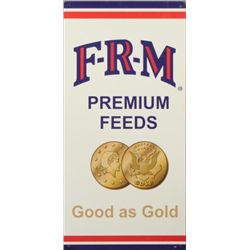 F.R.M Premium Feeds Double Sided Tin Sign