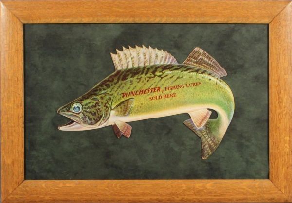 1920's WINCHESTER Fishing Tackle Sign With a 16 Brown Trout ~ Any