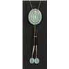 Image 1 : Turquoise and Sterling Silver Oval Bolo Tie