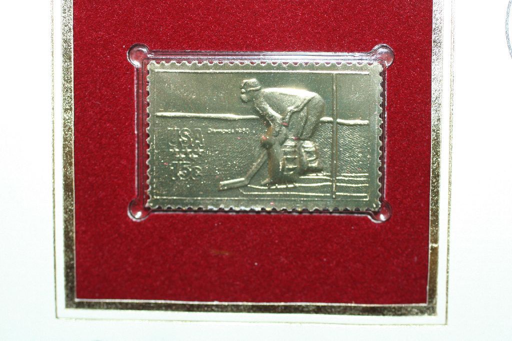 1980 First Day Of Issue 22K Gold Replica Stamp W Postal Stamp The 1980 1980-first-day-of-issue-22k-gold-replica-stamp-w-postal-stamp-the-1980