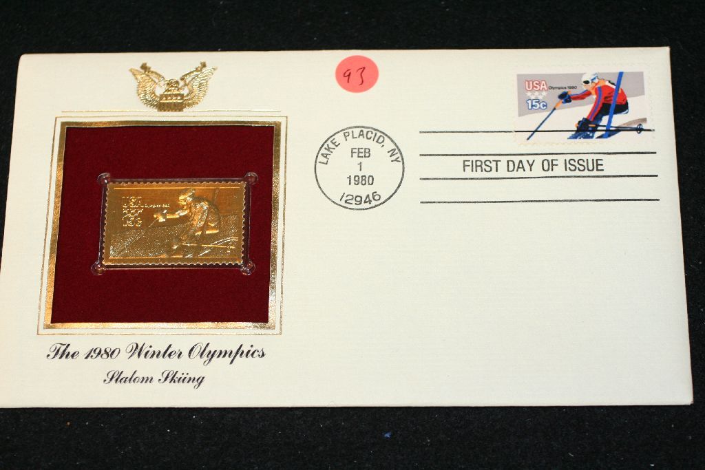 1980 First Day of Issue 22K Gold Replica Stamp W/Postal Stamp; The 1980