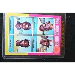 1975 MLB Rookie Outfield Baseball Trading Card; Dave Augustine-Pirates, Pepe Mangual-Expos, Jim Rice