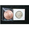 Image 1 : 1937 Walking Liberty Half Dollar & Golden State Mint Copper Round; .999 Fine Copper 1 Oz.; Lot of 2