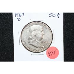 1963-D Ben Franklin Half Dollar