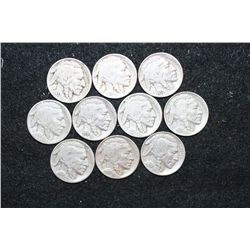 Buffalo Nickel; Various Dates & Conditions; Lot of 10