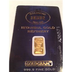 .999 PURE 24K GOLD BAR 1 GRAM