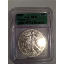 2005 MS-70 SILVER EAGLE, HIGHEST POSSIBLE GRADE