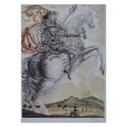 Dali "Don Quixote" Ltd Edition Litho, W/COA. Plate signed & numbered. Size-33"x24"