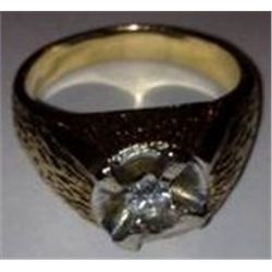 14K MENS GOLD RING W/.40 CT VS DIAMOND, 12.4 GRAMS GOLD