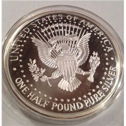 1996 1/2 LB KENNEDY .999 PURE SILVER MEDALLION 8 TROY OZ