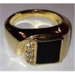 18K MENS GOLD RING W/.24 CT VS DIAMONDS, 17.1 GRAMS GOLD