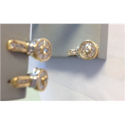 3 PC Diamond Earring & Pendant 14K Gold Set