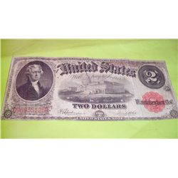 LARGE 1917 $2 DOLLAR BILL RED SEAL NOTE