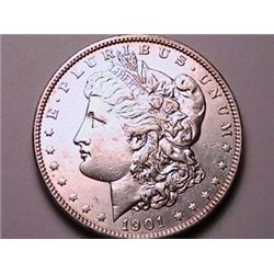 BETTER DATE 1901 Morgan Dollar AU50, Rare in this grade