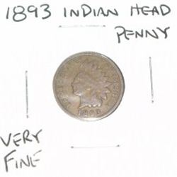 1893 INDIAN HEAD PENNY *RARE VERY FINE GRADE - NICE COIN*!!