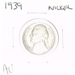 1939 JEFFERSON NICKEL *RARE AU HIGH GRADE - 2nd YEAR JEFFERSON NICKEL*!!